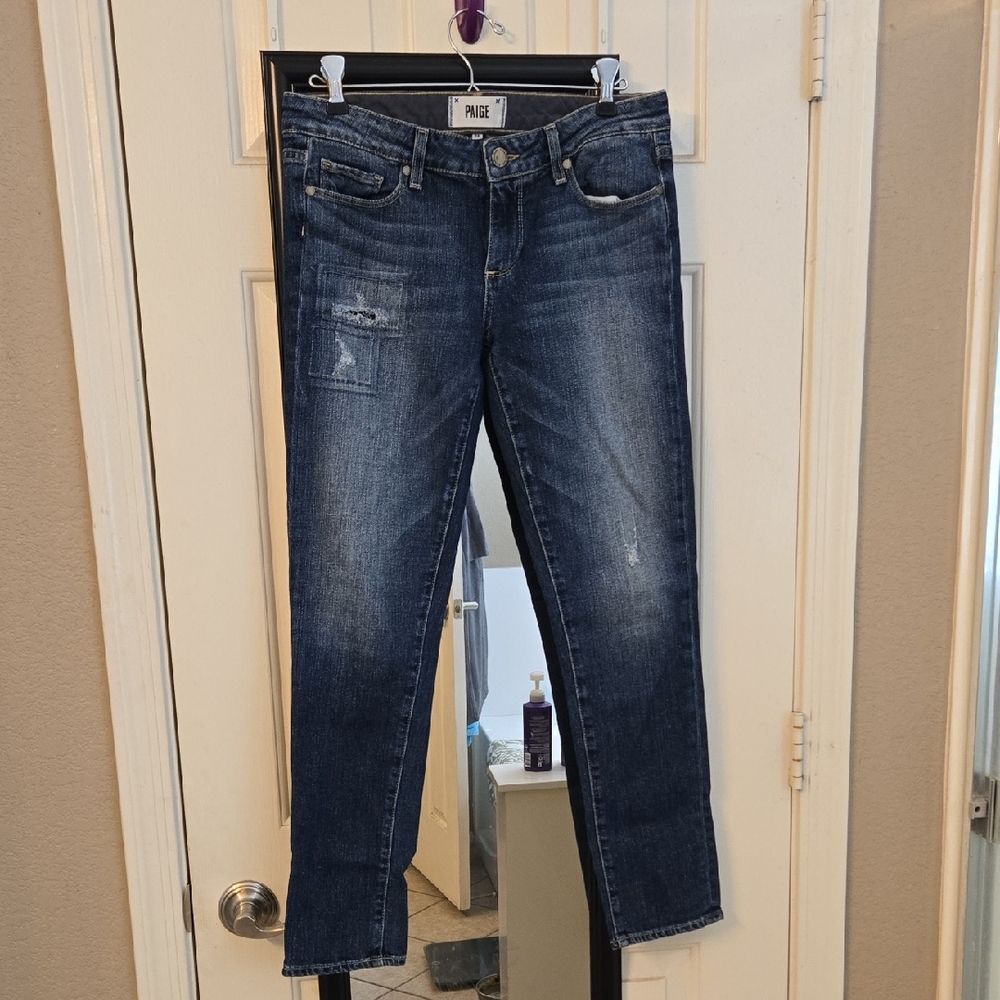 PAIGE Dark Blue Skyline Ankle Peg Skinny Jeans Size 28